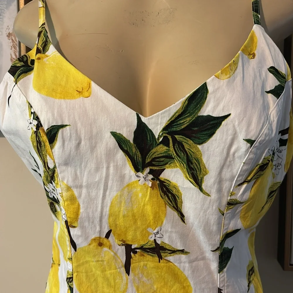 LUXXEL-WHITE LEMON SHORT DRESS WITH RUFFLES size L - Picture 6 of 9